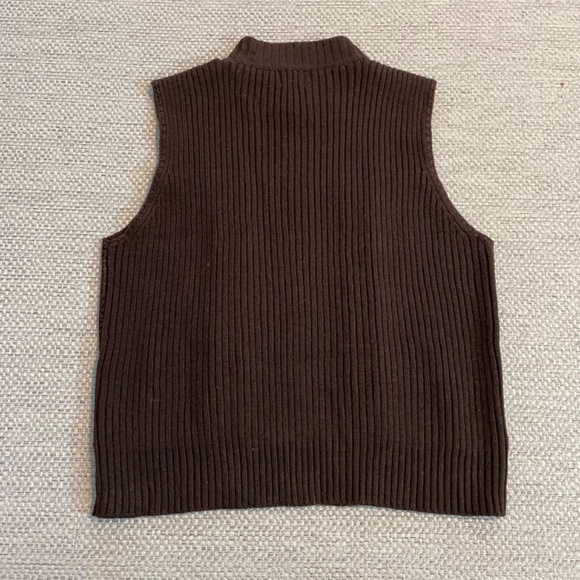 Faux Leather Vest Ribbed Original Designer Studio  Size L Cable Knit Sleeveless - Picture 4 of 5